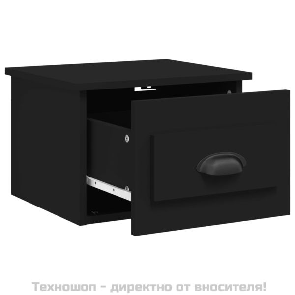Нощни шкафчета за стенен монтаж, 2 бр, черни, 41,5x36x28 см