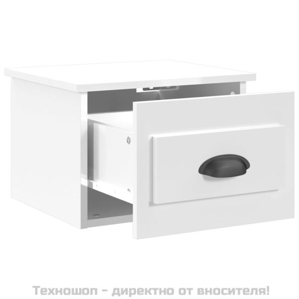 Нощни шкафчета за стенен монтаж, 2 бр, бял гланц, 41,5x36x28 см