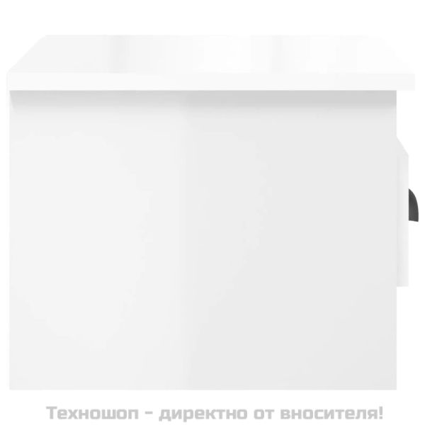 Нощни шкафчета за стенен монтаж, 2 бр, бял гланц, 41,5x36x28 см