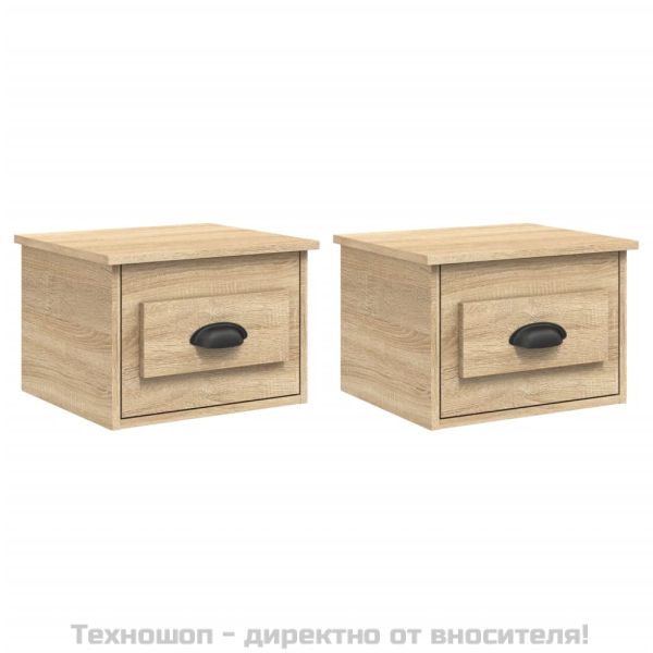 Нощни шкафчета за стенен монтаж 2 бр сонома дъб 41,5x36x28 см