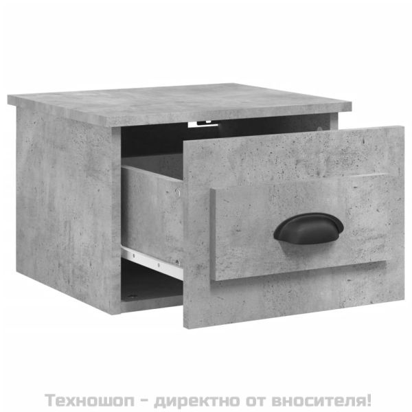Нощно шкафче за стенен монтаж, бетонно сиво, 41,5x36x28см