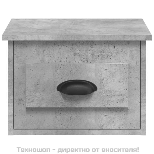 Нощно шкафче за стенен монтаж, бетонно сиво, 41,5x36x28см
