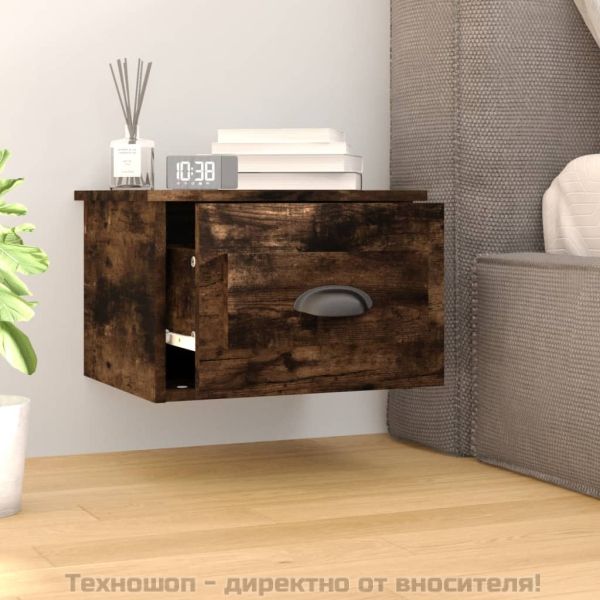 Нощни шкафчета за стенен монтаж, 2 бр, опушен дъб, 41,5x36x28см