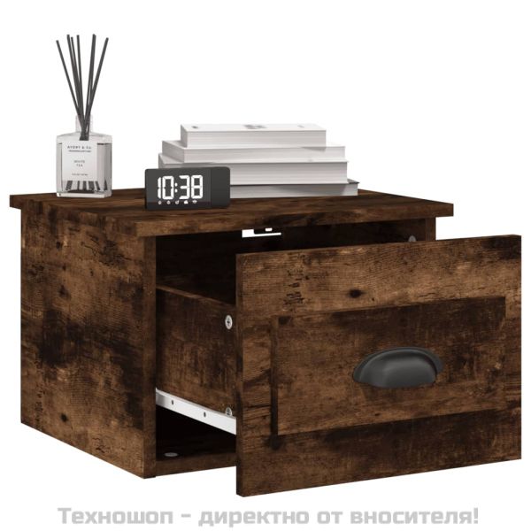 Нощни шкафчета за стенен монтаж, 2 бр, опушен дъб, 41,5x36x28см