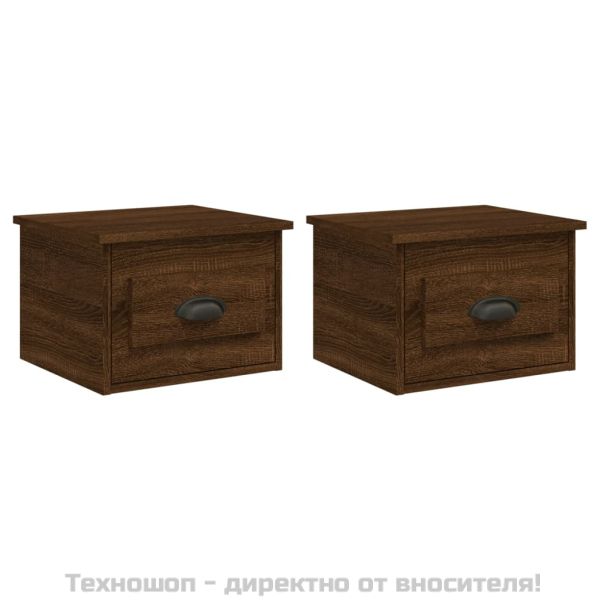 Нощни шкафчета за стенен монтаж, 2 бр, кафяв дъб, 41,5x36x28см