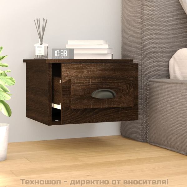 Нощни шкафчета за стенен монтаж, 2 бр, кафяв дъб, 41,5x36x28см