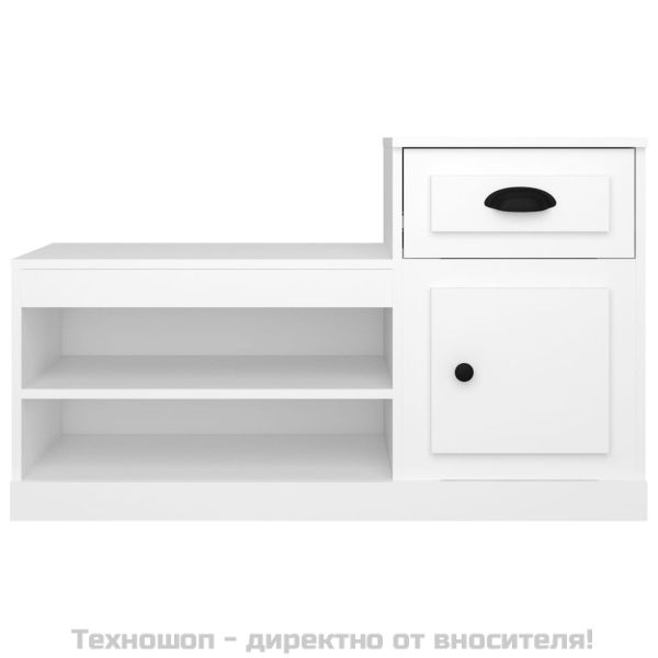 Шкаф за обувки, бял, 100x42x60 см, инженерно дърво