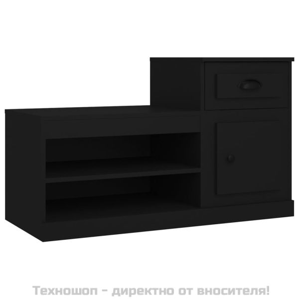 Шкаф за обувки, черен, 100x42x60 см, инженерно дърво