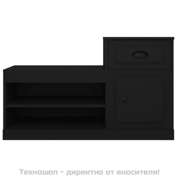 Шкаф за обувки, черен, 100x42x60 см, инженерно дърво