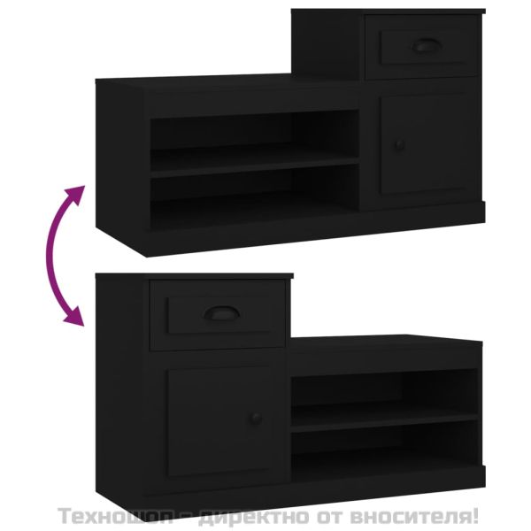 Шкаф за обувки, черен, 100x42x60 см, инженерно дърво