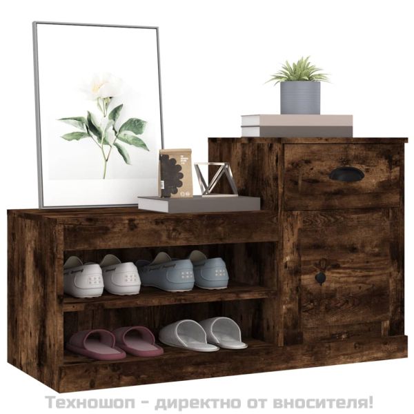 Шкаф за обувки, опушен дъб, 100x42x60 см, инженерно дърво