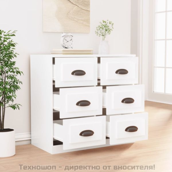 Сайдборд, бял, 70x35,5x67,5 см, инженерно дърво