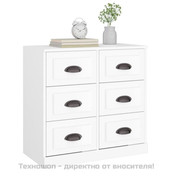 Сайдборд, бял, 70x35,5x67,5 см, инженерно дърво