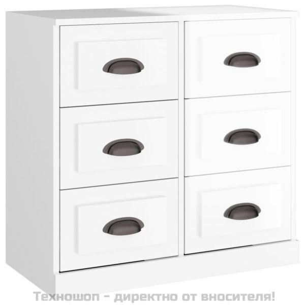 Сайдборд, бял гланц, 70x35,5x67,5 см, инженерно дърво