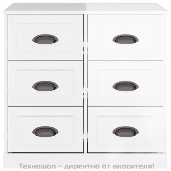 Сайдборд, бял гланц, 70x35,5x67,5 см, инженерно дърво