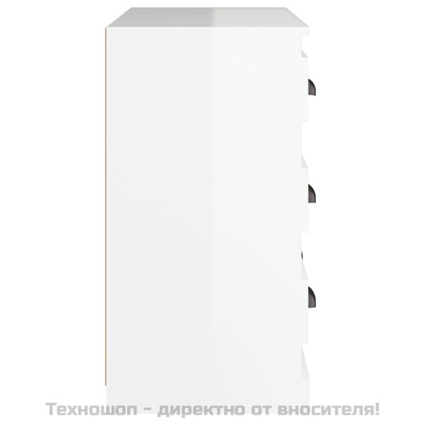 Сайдборд, бял гланц, 70x35,5x67,5 см, инженерно дърво