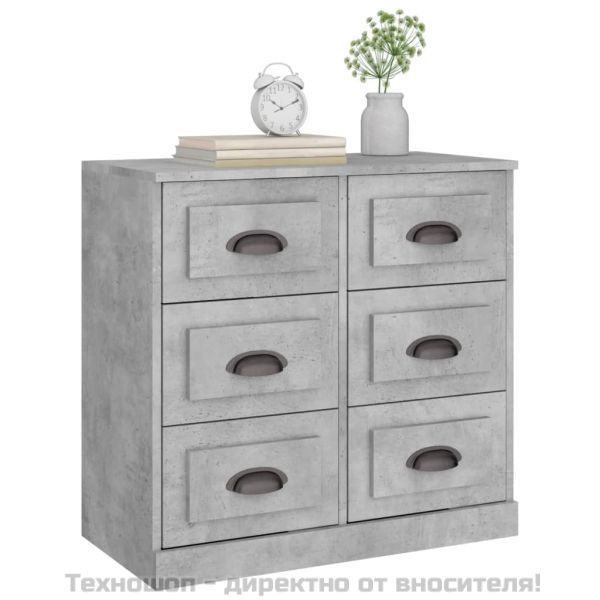 Сайдборд, бетонно сив, 70x35,5x67,5 см, инженерно дърво