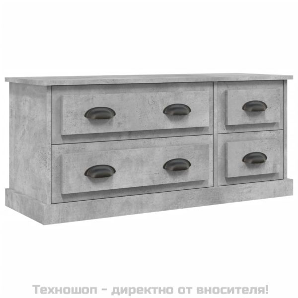 ТВ шкаф, бетонно сиво, 100x31,5x45 см, инженерно дърво