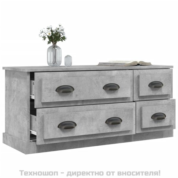 ТВ шкаф, бетонно сиво, 100x31,5x45 см, инженерно дърво