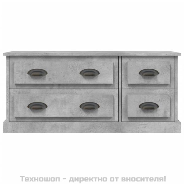 ТВ шкаф, бетонно сиво, 100x31,5x45 см, инженерно дърво