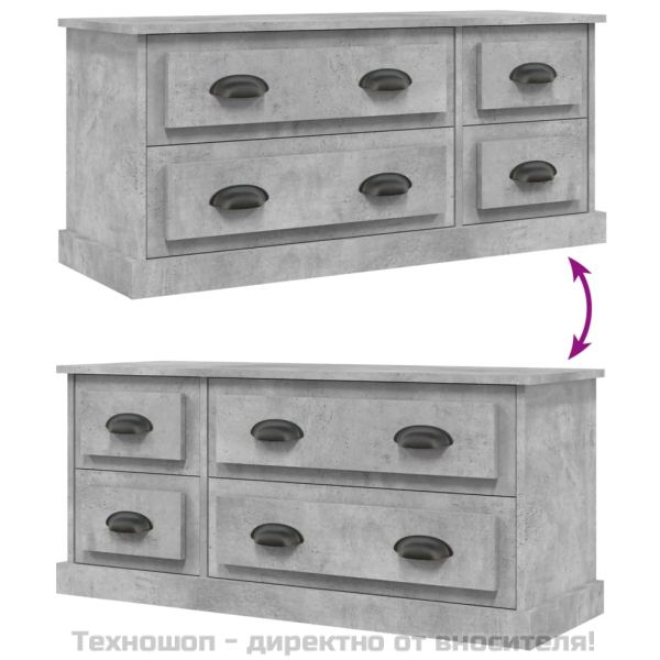 ТВ шкаф, бетонно сиво, 100x31,5x45 см, инженерно дърво