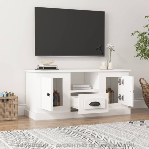 ТB шкаф, бял, 100x35,5x45 см, инженерно дърво