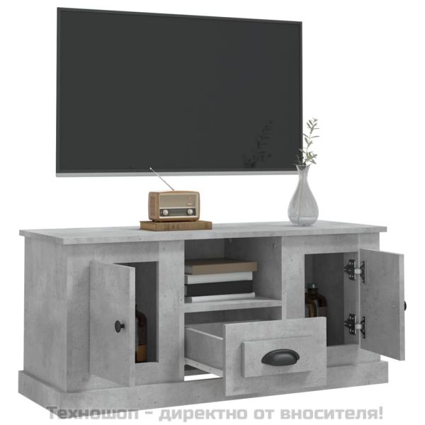 ТВ шкаф, бетонно сиво, 100x31,5x45 см, инженерно дърво