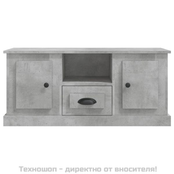 ТВ шкаф, бетонно сиво, 100x31,5x45 см, инженерно дърво