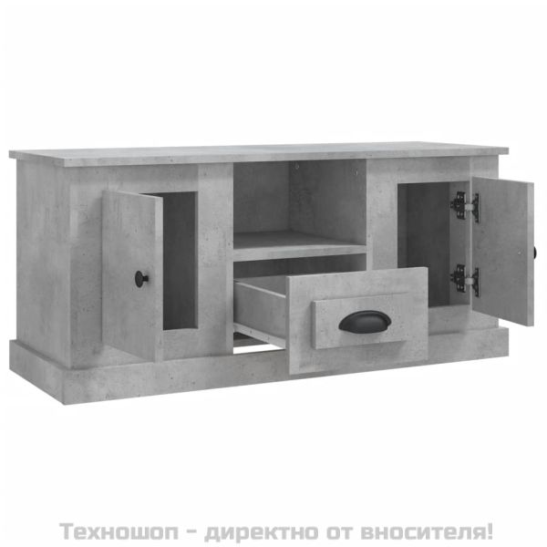 ТВ шкаф, бетонно сиво, 100x31,5x45 см, инженерно дърво