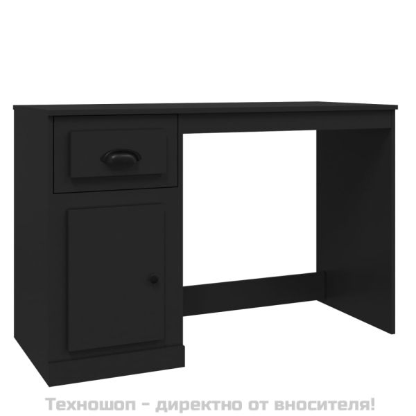 Бюро с чекмедже, черно, 115x50x75 см, инженерно дърво