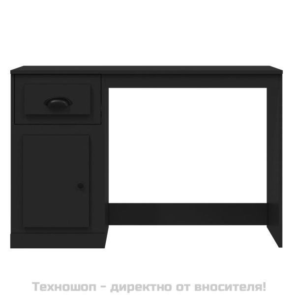 Бюро с чекмедже, черно, 115x50x75 см, инженерно дърво