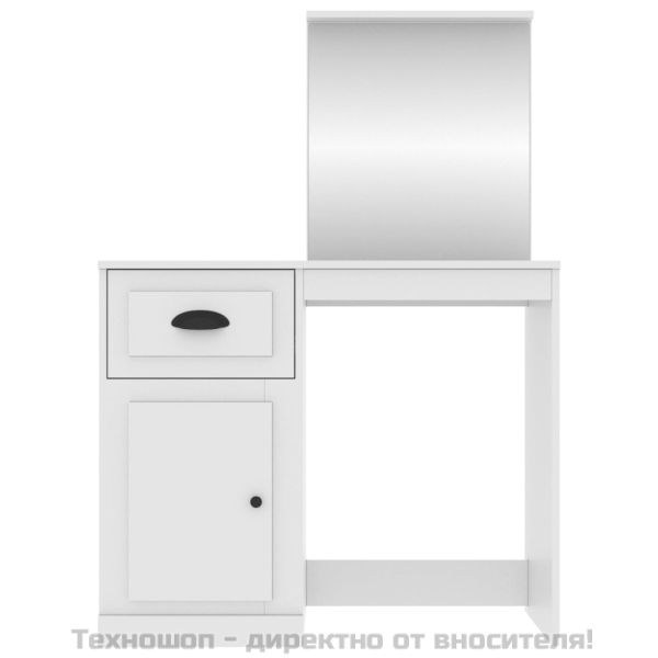 Тоалетка с огледало, бяла, 90x50x132,5 см, инженерно дърво