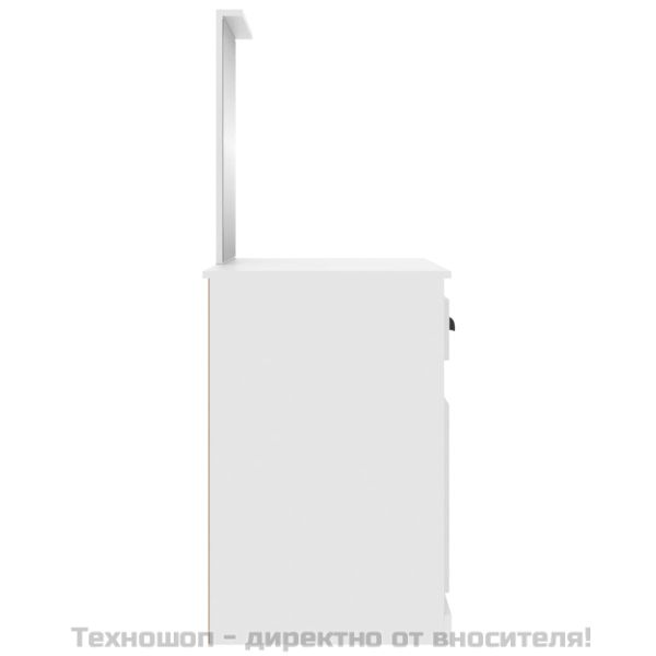 Тоалетка с огледало, бяла, 90x50x132,5 см, инженерно дърво