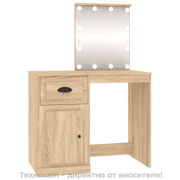 Тоалетка с LED сонома дъб 90x50x132,5 см инженерно дърво