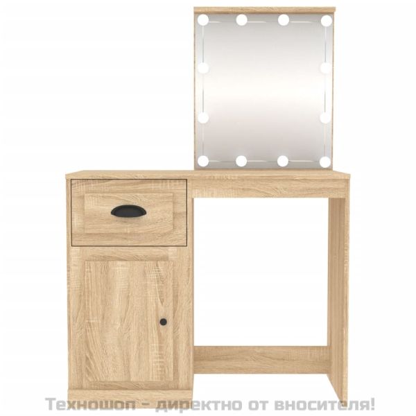 Тоалетка с LED сонома дъб 90x50x132,5 см инженерно дърво