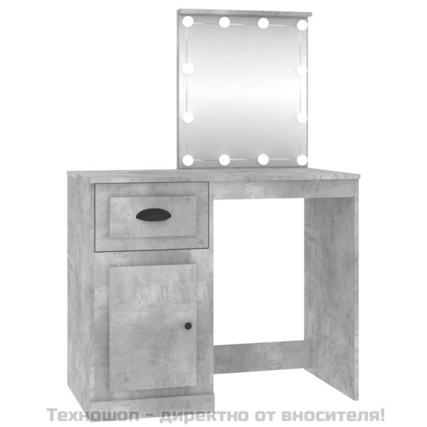 Тоалетка с LED, бетонно сиво, 90x50x132,5 см, инженерно дърво