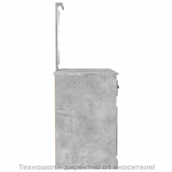 Тоалетка с LED, бетонно сиво, 90x50x132,5 см, инженерно дърво