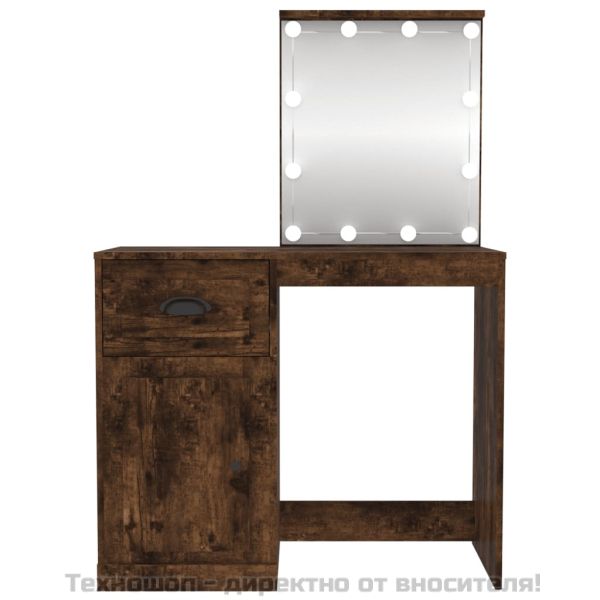 Тоалетка с LED, Опушен дъб, 90x50x132,5см, инженерно дърво