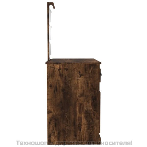 Тоалетка с LED, Опушен дъб, 90x50x132,5см, инженерно дърво