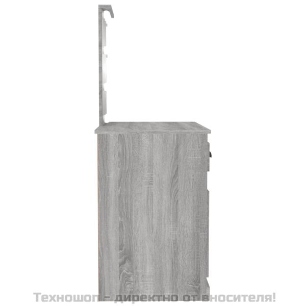 Тоалетка с LED сив сонома 90x50x132,5 см инженерно дърво