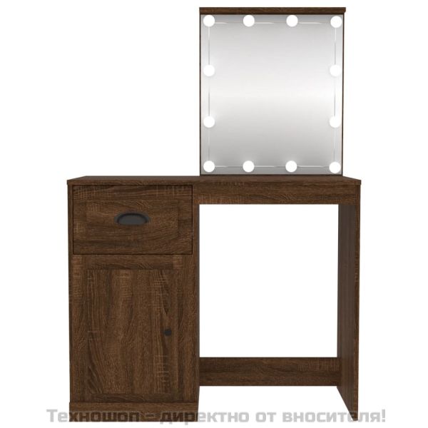 Тоалетка с LED, кафяв дъб, 90x50x132,5см, инженерно дърво