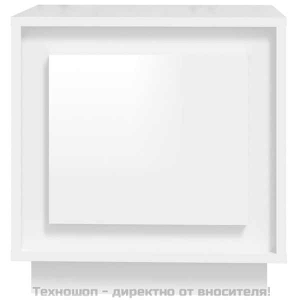 Нощни шкафчета, 2 бр, Бял гланц, 44x35x45 см, инженерно дърво
