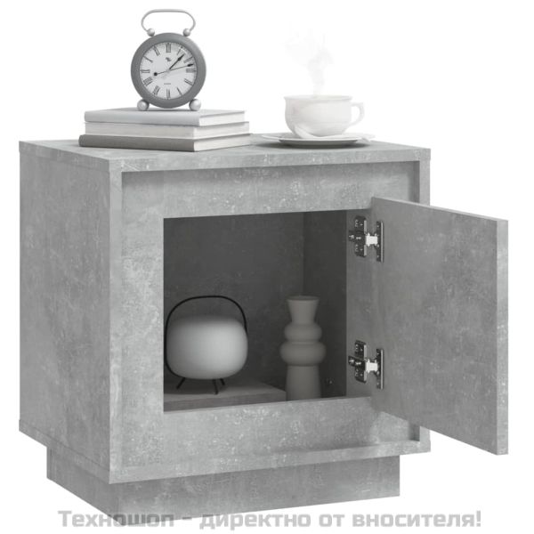 Нощно шкафче, бетонно сиво, 44x35x45 см, инженерно дърво