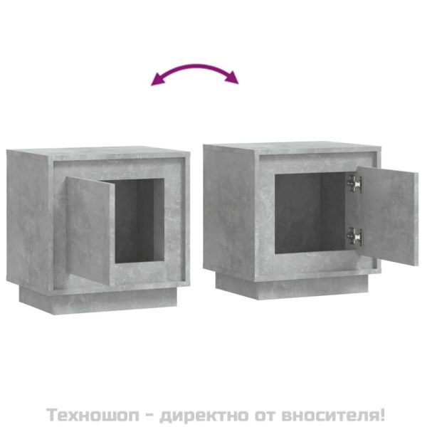 Нощно шкафче, бетонно сиво, 44x35x45 см, инженерно дърво