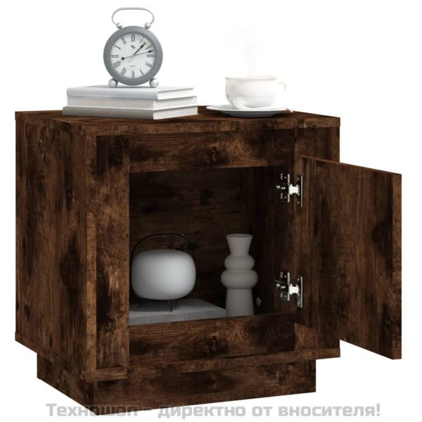 Нощно шкафче, опушен дъб, 44x35x45 см, инженерно дърво