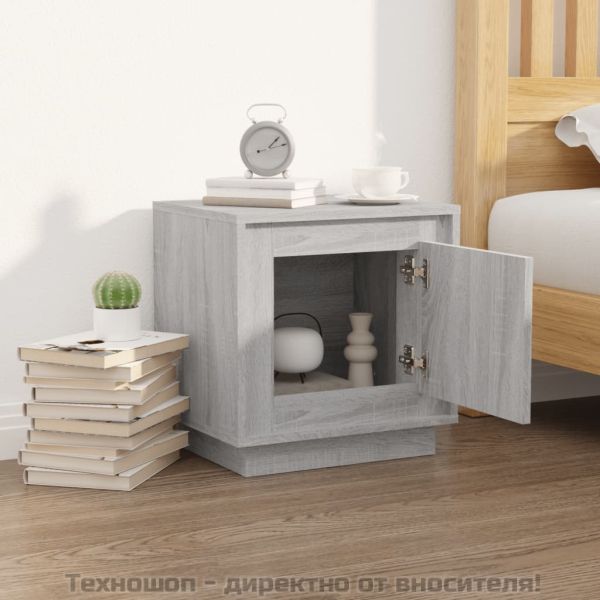 Нощно шкафче, сив сонома, 44x35x45 см, инженерно дърво