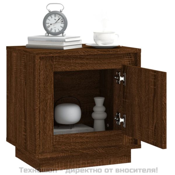Нощно шкафче, кафяв дъб, 44x35x45 см, инженерно дърво