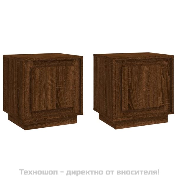Нощни шкафчета, 2 бр, кафяв дъб, 44x35x45 см, инженерно дърво