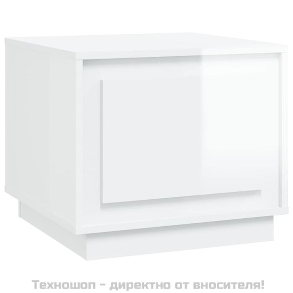 Кафе маса, бял гланц, 51x50x44 см, инженерно дърво