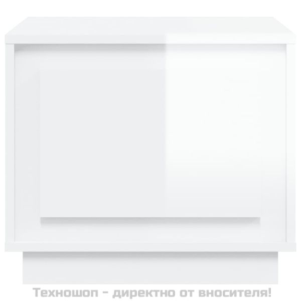 Кафе маса, бял гланц, 51x50x44 см, инженерно дърво